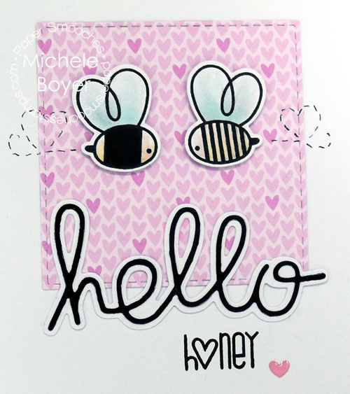 Paper Smooches Bee Mine and Layered Hello dies (close-up)