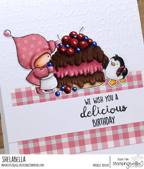 Stamping Bella Bundle Girl & Penguin Bake a Cake (close-up)